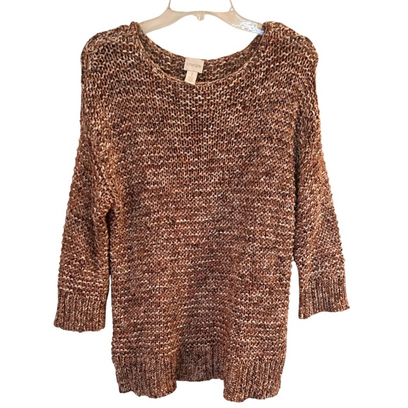 Chico's  100% Cotton Loose Weave Sweater Sz M - Picture 1 of 5